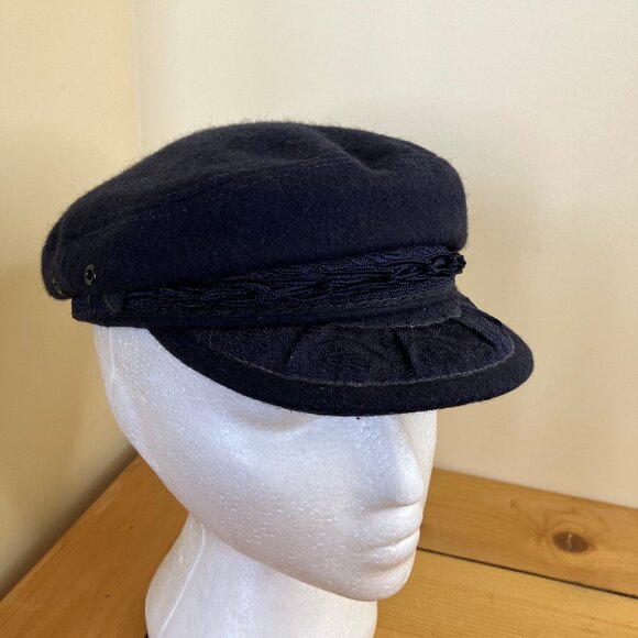 Dorfman Pacific Greek Fisherman Cap Vintage Blue Wool Blend Hat Made in Greece - Picture 1 of 10